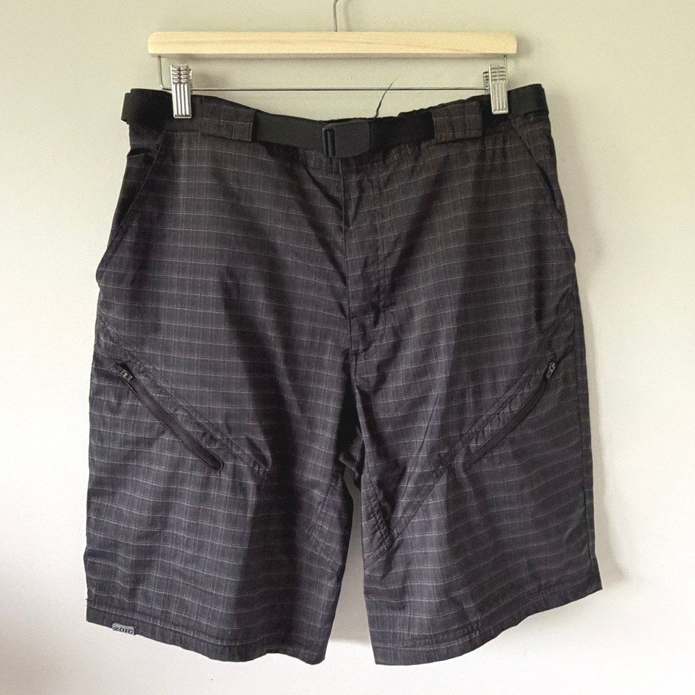 Zoic Mens XXL Ether Mountain Bike Shorts Charcoal Grey Grid Plaid Cycling MTB